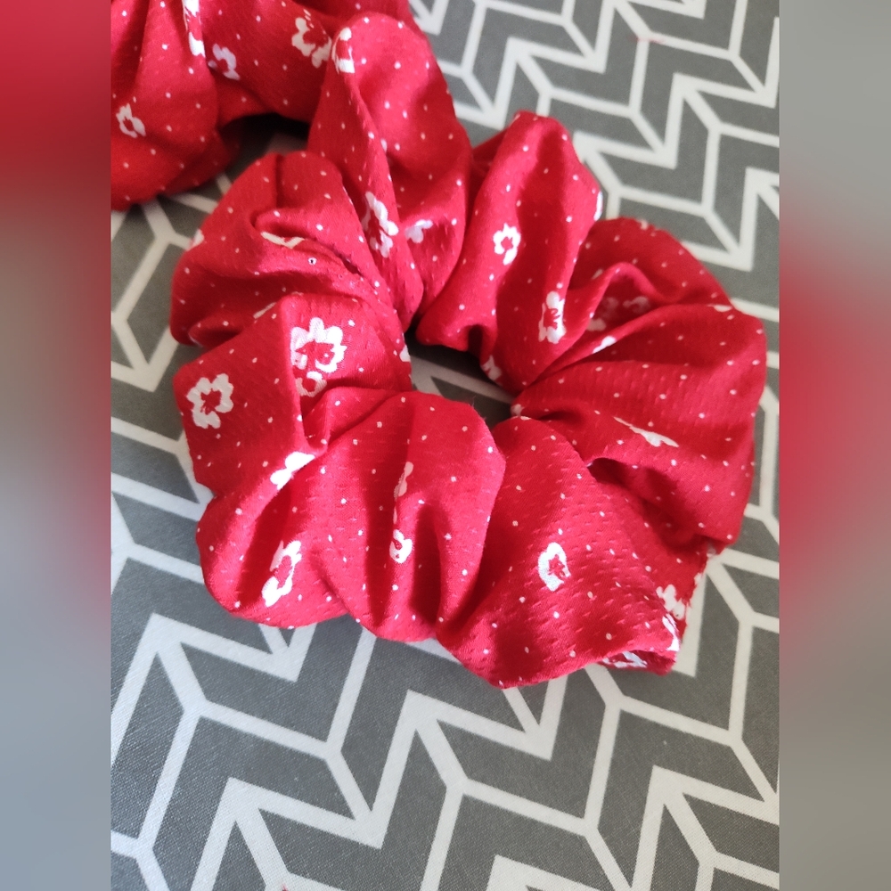 Red Floral Kids Scrunchie